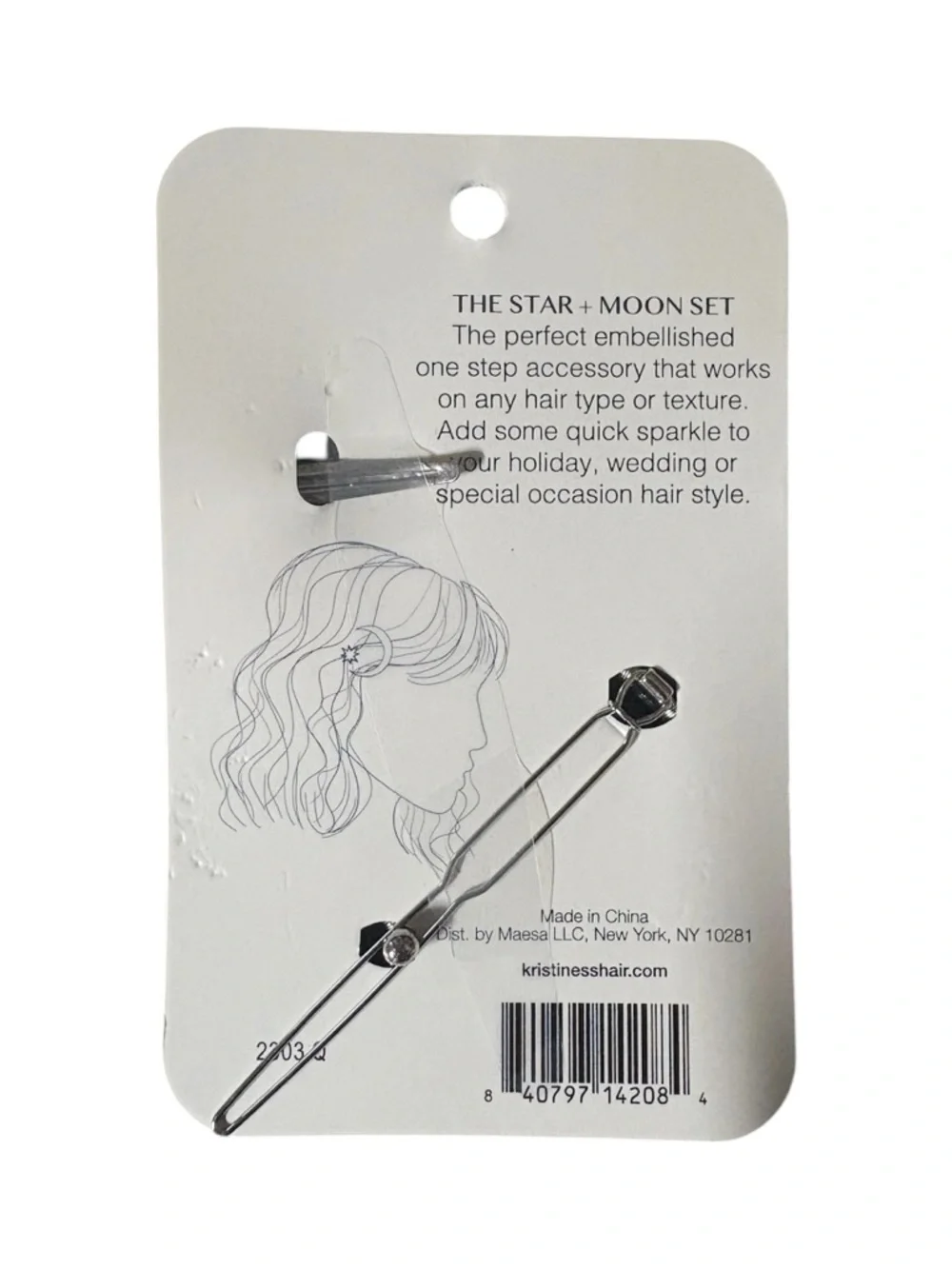Kristin Ess Silver Star & Moon Hair Clip Set - Picture 2 of 5